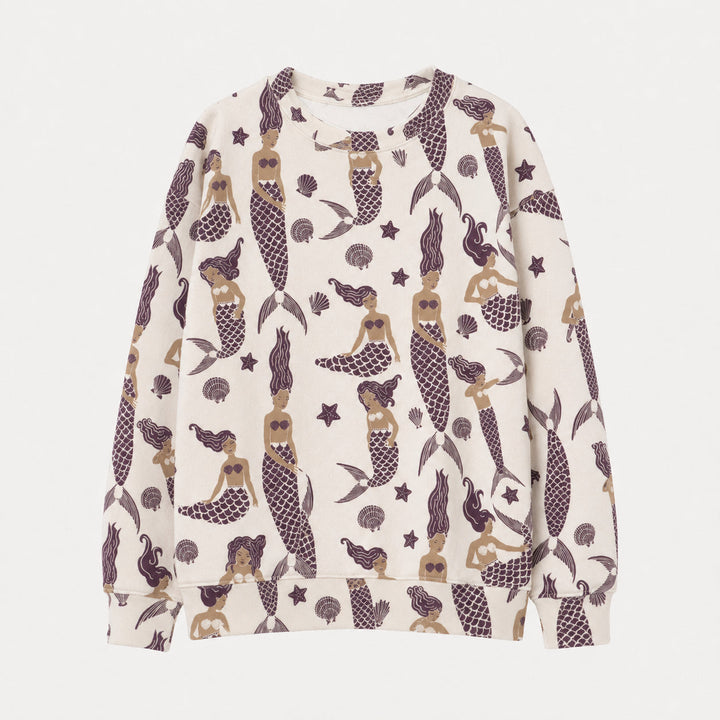 PREORDER womens oversized sweatshirt | purple mermaids | organic cotton interlock