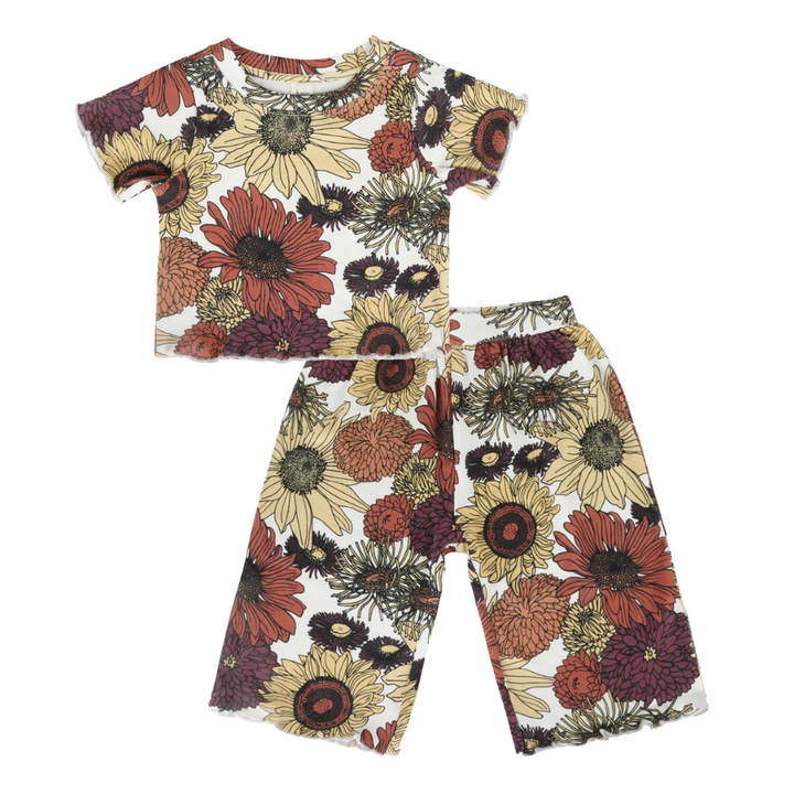 short sleeve jade set | harvest sunflower | organic cotton interlock