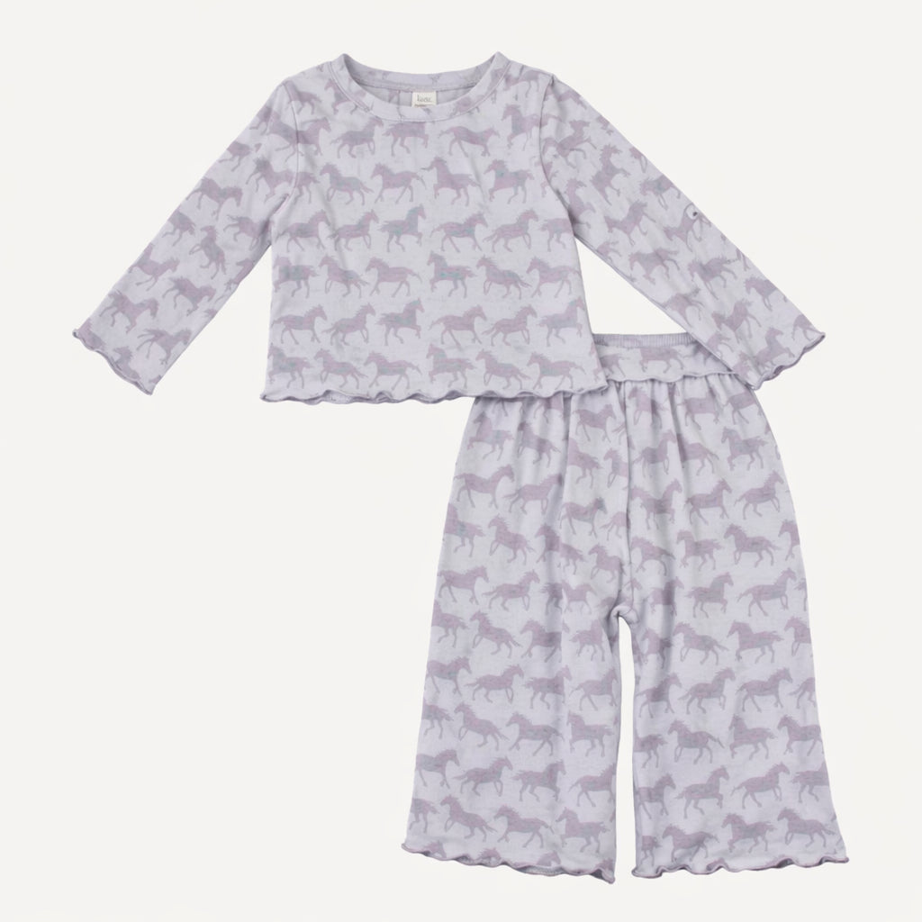 long sleeve jade set | lavender horses | organic cotton jersey