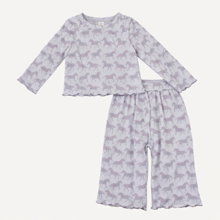 long sleeve jade set | lavender horses | organic cotton jersey