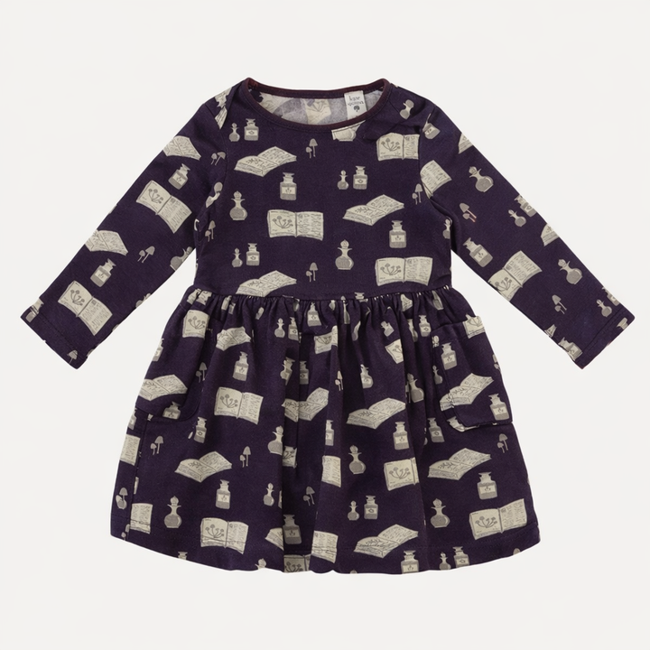 long sleeve piped cargo pocket dress | potions + spells | organic cotton interlock