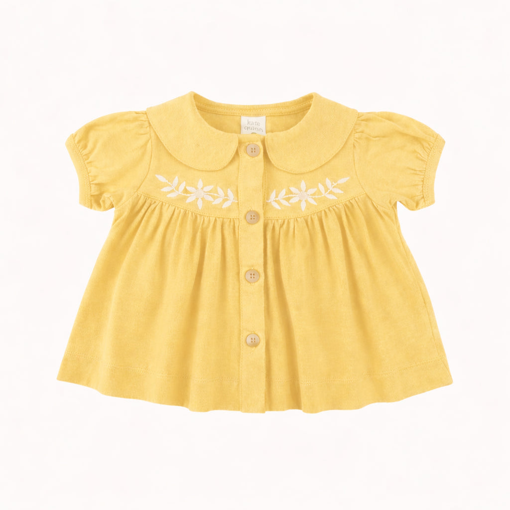 short sleeve embroidered cowgirl top | new wheat | organic cotton gauze