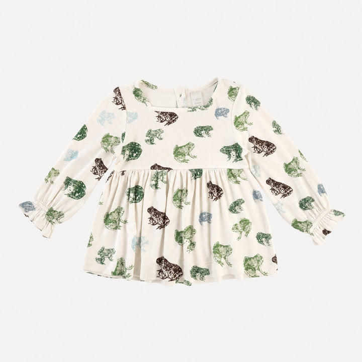 long sleeve square neck smocked top | cali frogs | organic cotton interlock