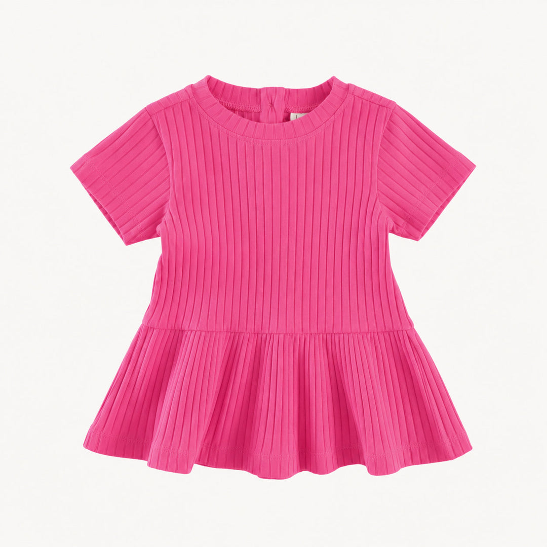 PREORDER short sleeve kate top | hibiscus | organic cotton wide rib