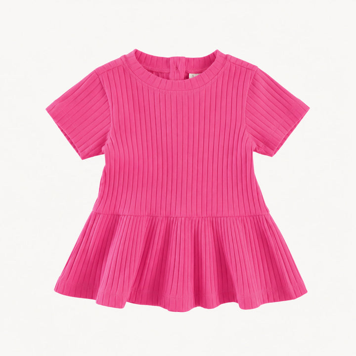 PREORDER short sleeve kate top | hibiscus | organic cotton wide rib