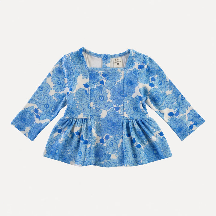 PREORDER long sleeve ballerina top | blue vintage floral | bamboo