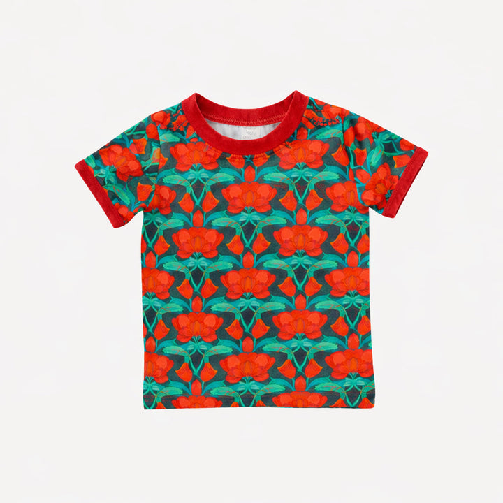 short sleeve ringer tee | poppy | organic cotton jersey