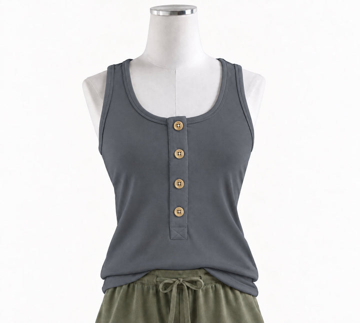 PREORDER womens button tank | iron gate | modal