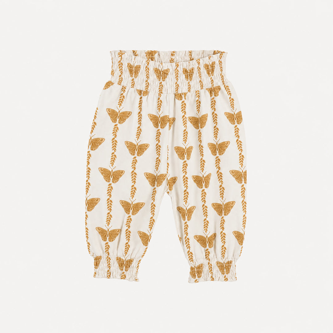PREORDER smocked waist bubble pant | butterfly vine | bamboo