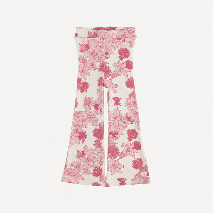 PREORDER flare leg pant | pink retro floral | organic cotton interlock