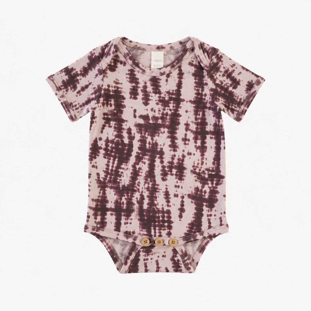 PREORDER short sleeve lap neck bodysuit | tanzanite shibori | modal