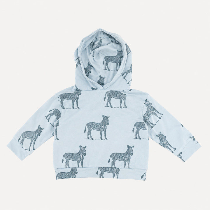 PREORDER long sleeve topstitch hoodie | blue zebra | bamboo