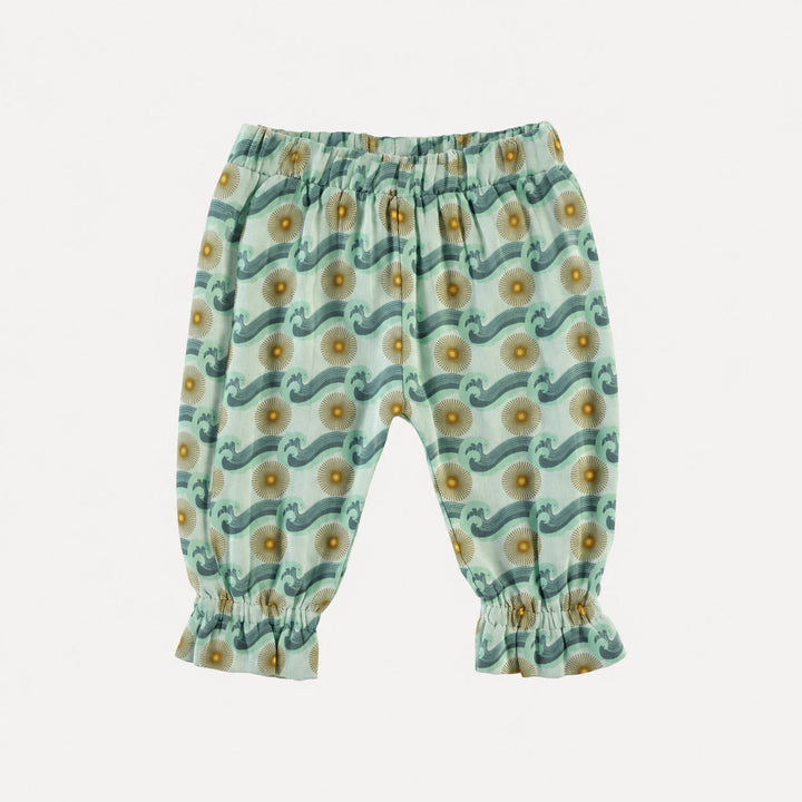 gathered waist pant | aqua ocean sun | organic cotton gauze
