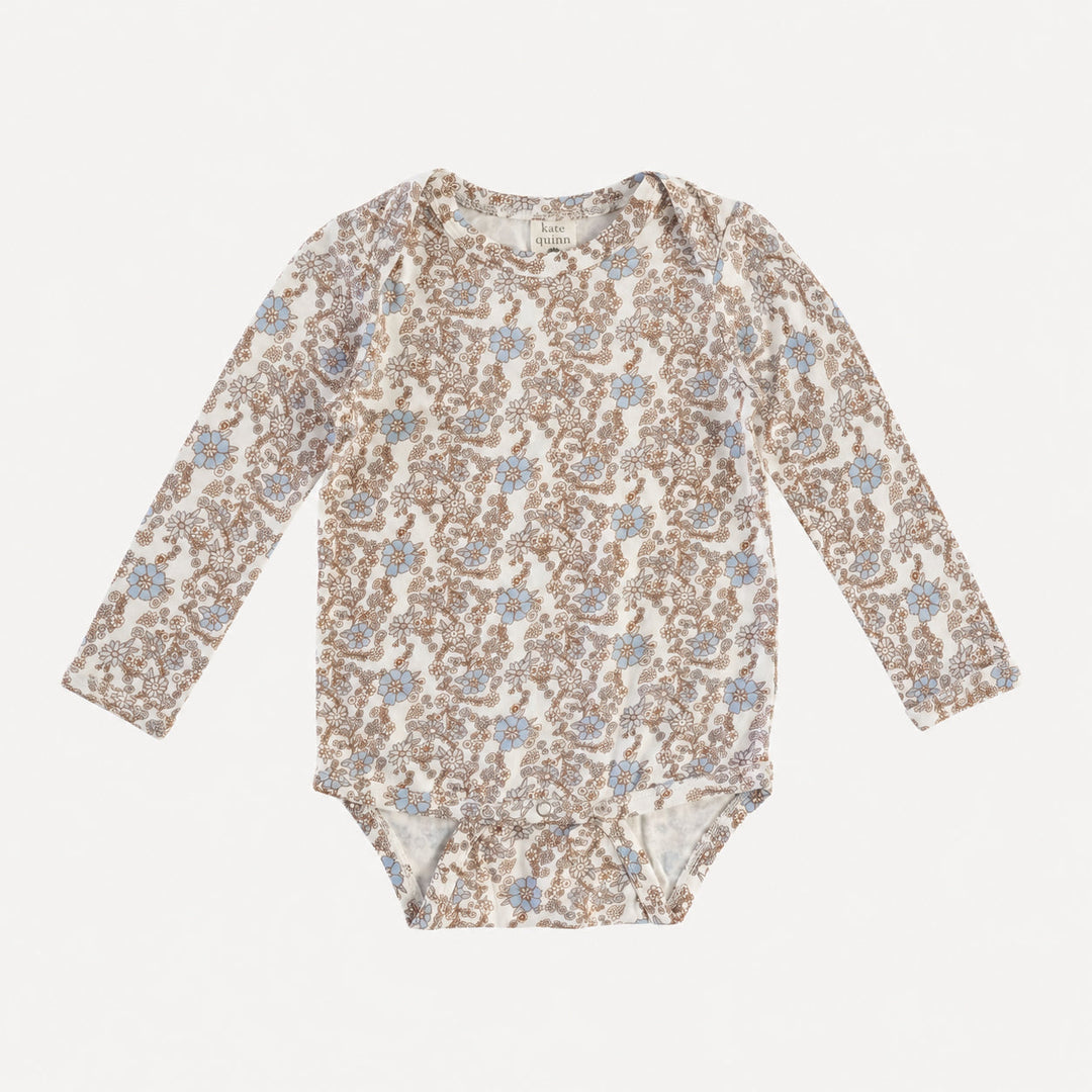 PREORDER long sleeve lap neck bodysuit | cornflower ditsy | bamboo