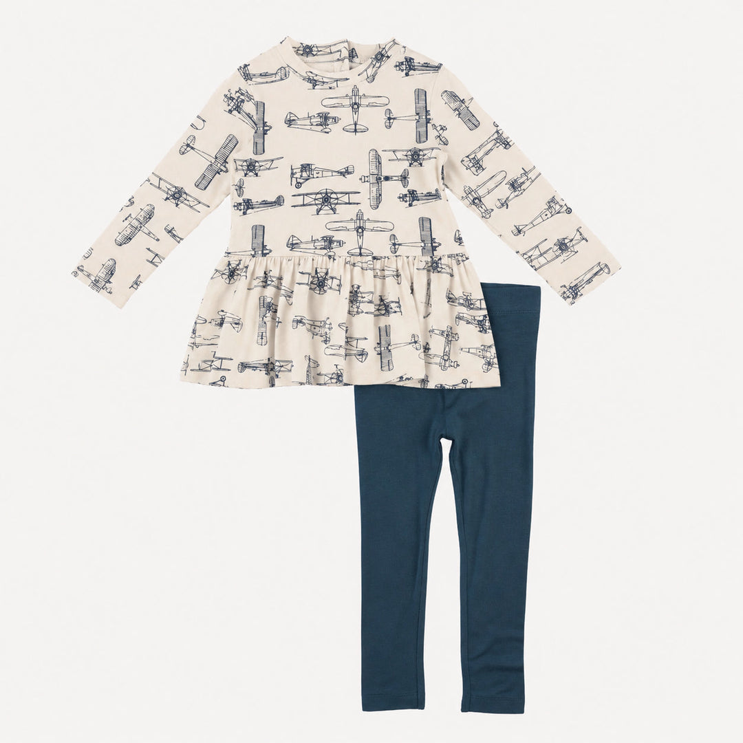 PREORDER long sleeve kate set | vintage airplane | organic cotton interlock