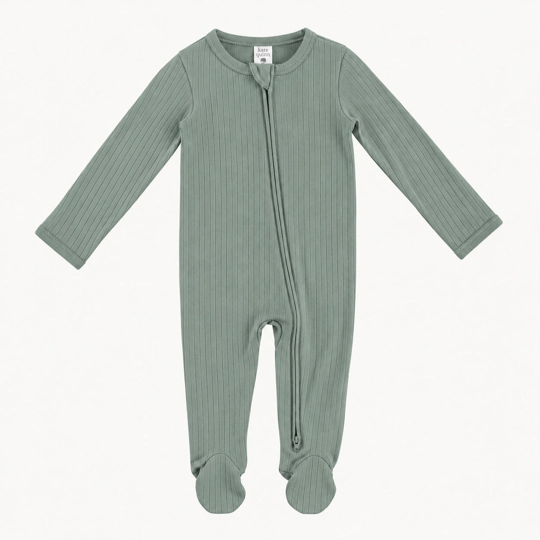 PREORDER long sleeve two way zipper footie | jadeite | woods rib