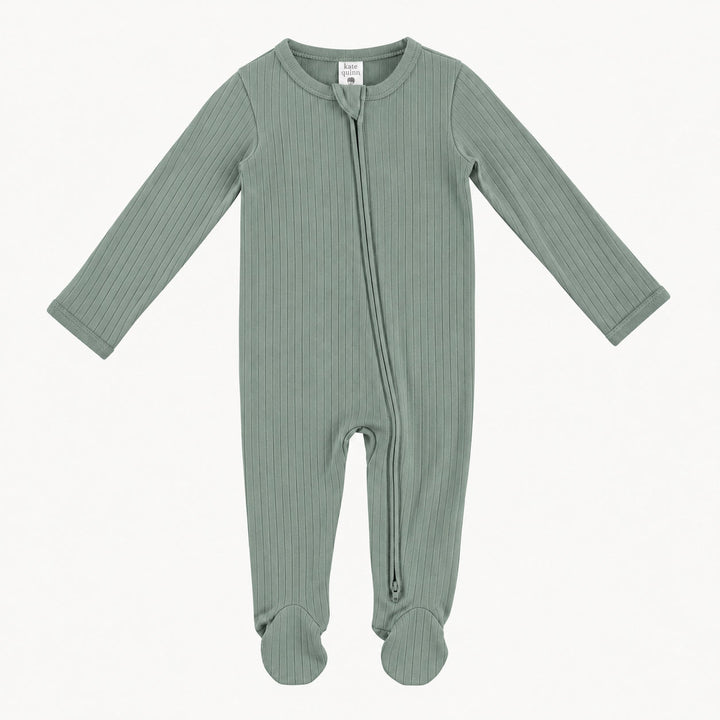 PREORDER long sleeve two way zipper footie | jadeite | woods rib