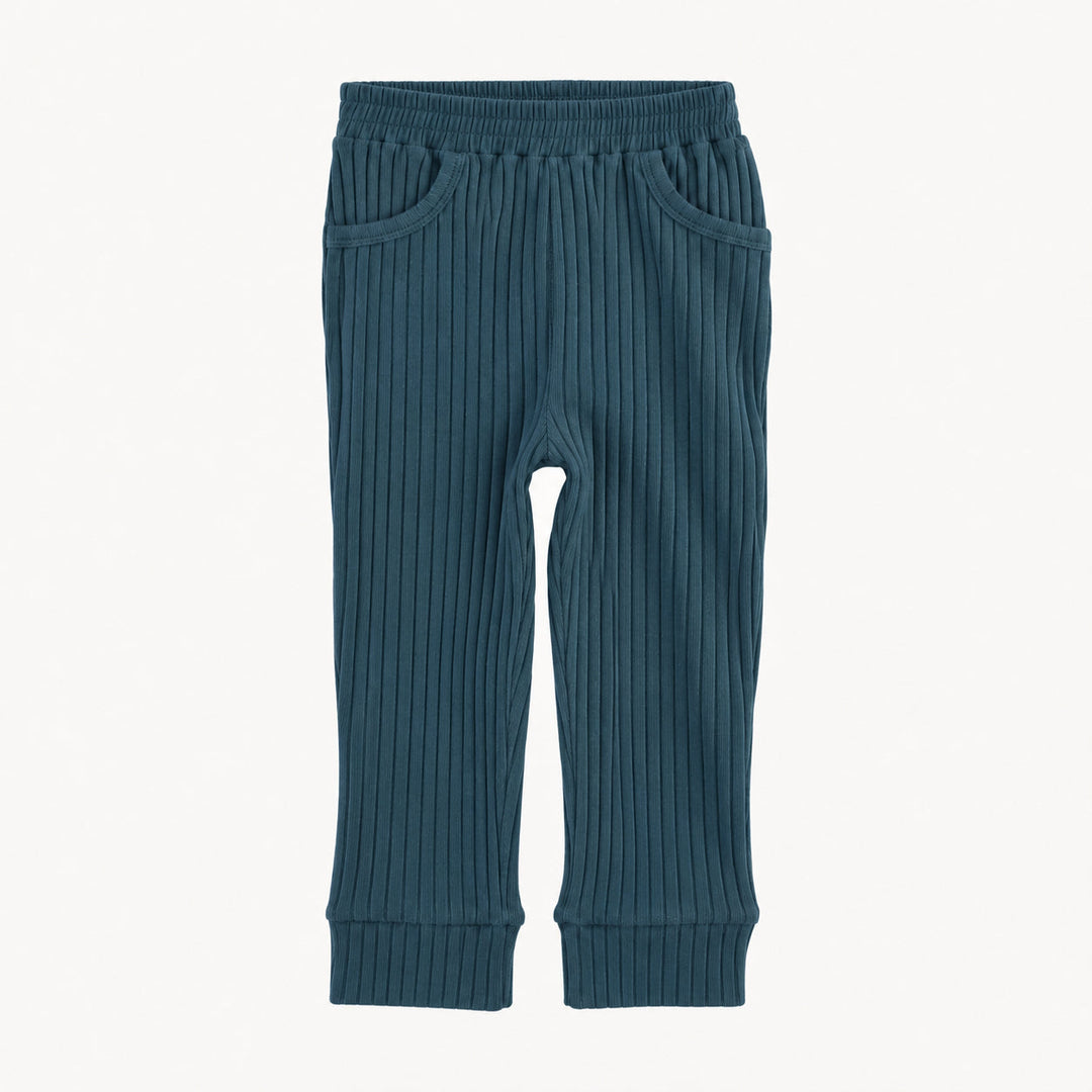 PREORDER cuffed pocket jogger | blue slate | organic cotton wide rib