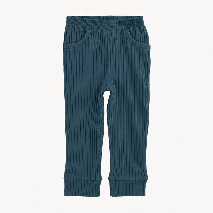 PREORDER cuffed pocket jogger | blue slate | organic cotton wide rib