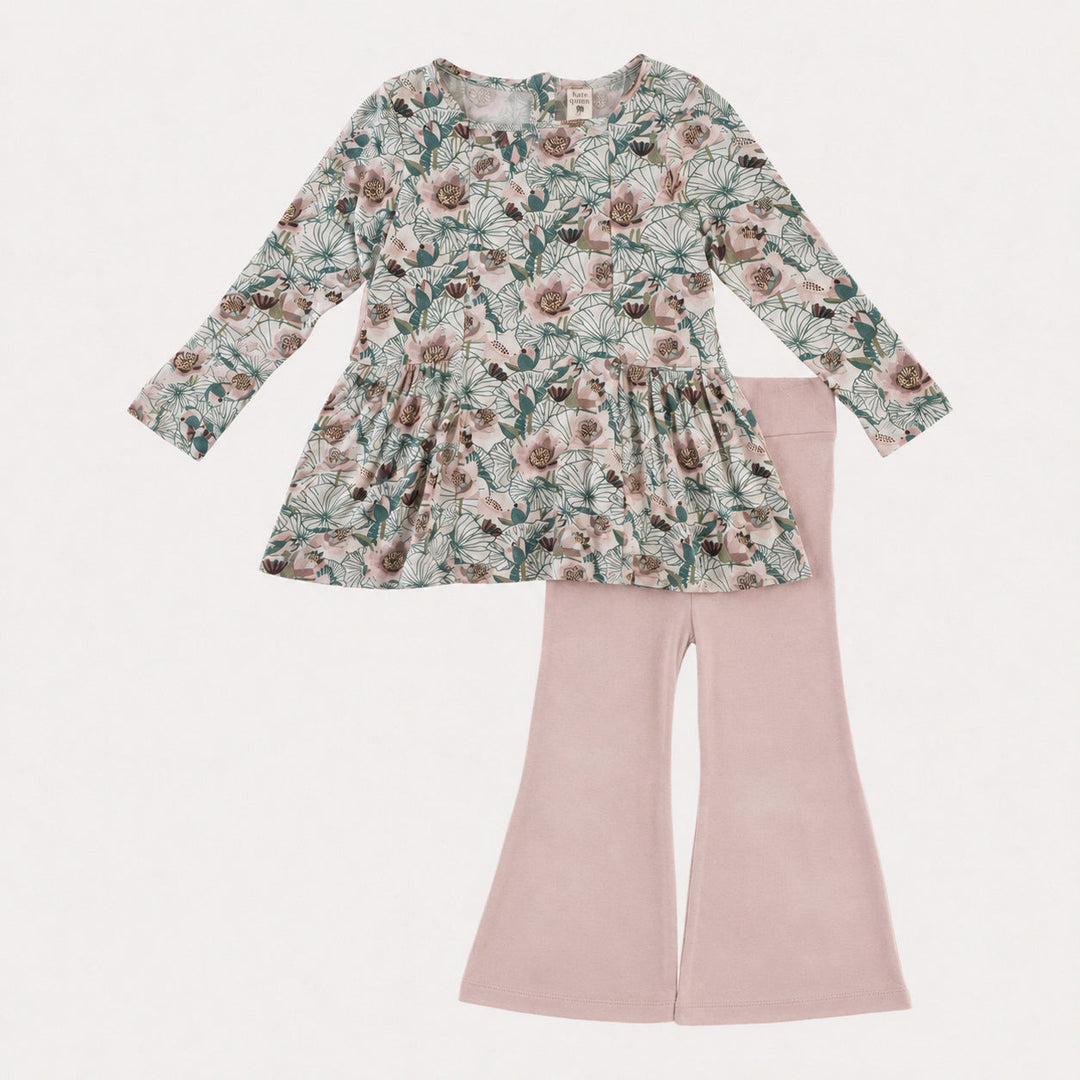 PREORDER long sleeve ballerina top + flare pant set | lotus | bamboo