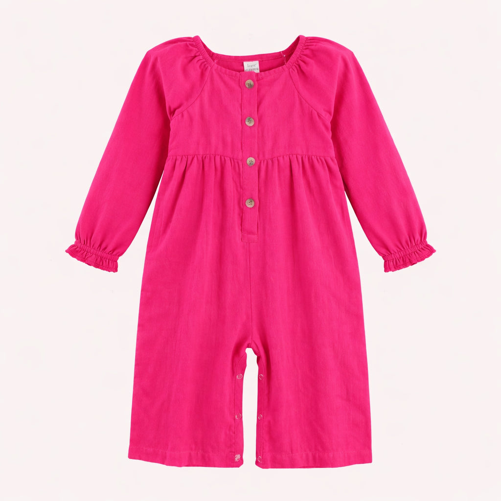 long sleeve woodland gaucho jumpsuit | hot fuchsia | bamboo