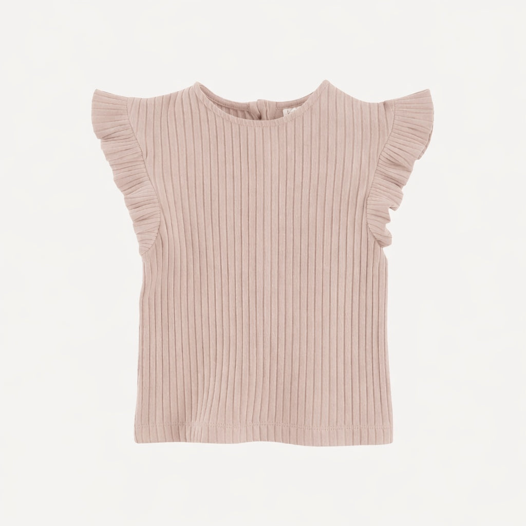 retro flutter tee | rose smoke | organic cotton wide rib