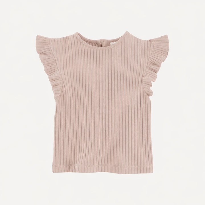 retro flutter tee | rose smoke | organic cotton wide rib