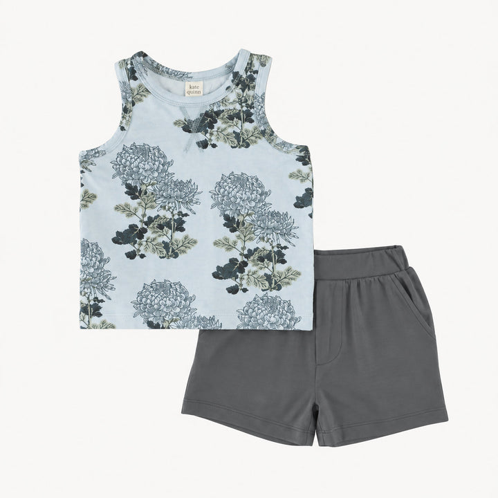 PREORDER topstitch tank + relaxed short set | blue mum | modal