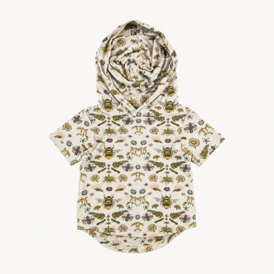PREORDER short sleeve shirt tail hoodie | litho bee | modal