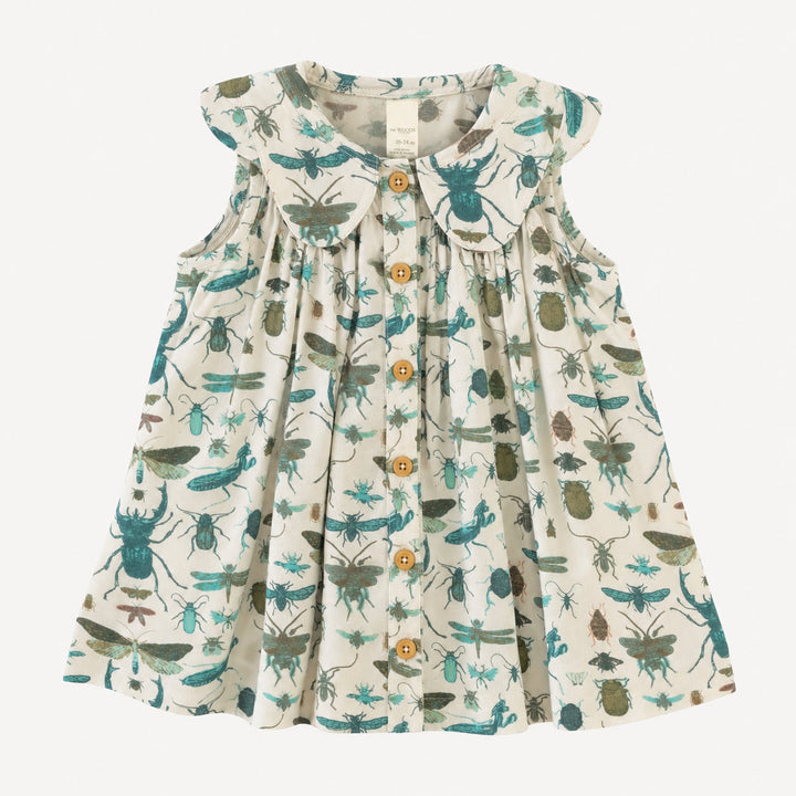 PREORDER olive top | aqua insects | modal