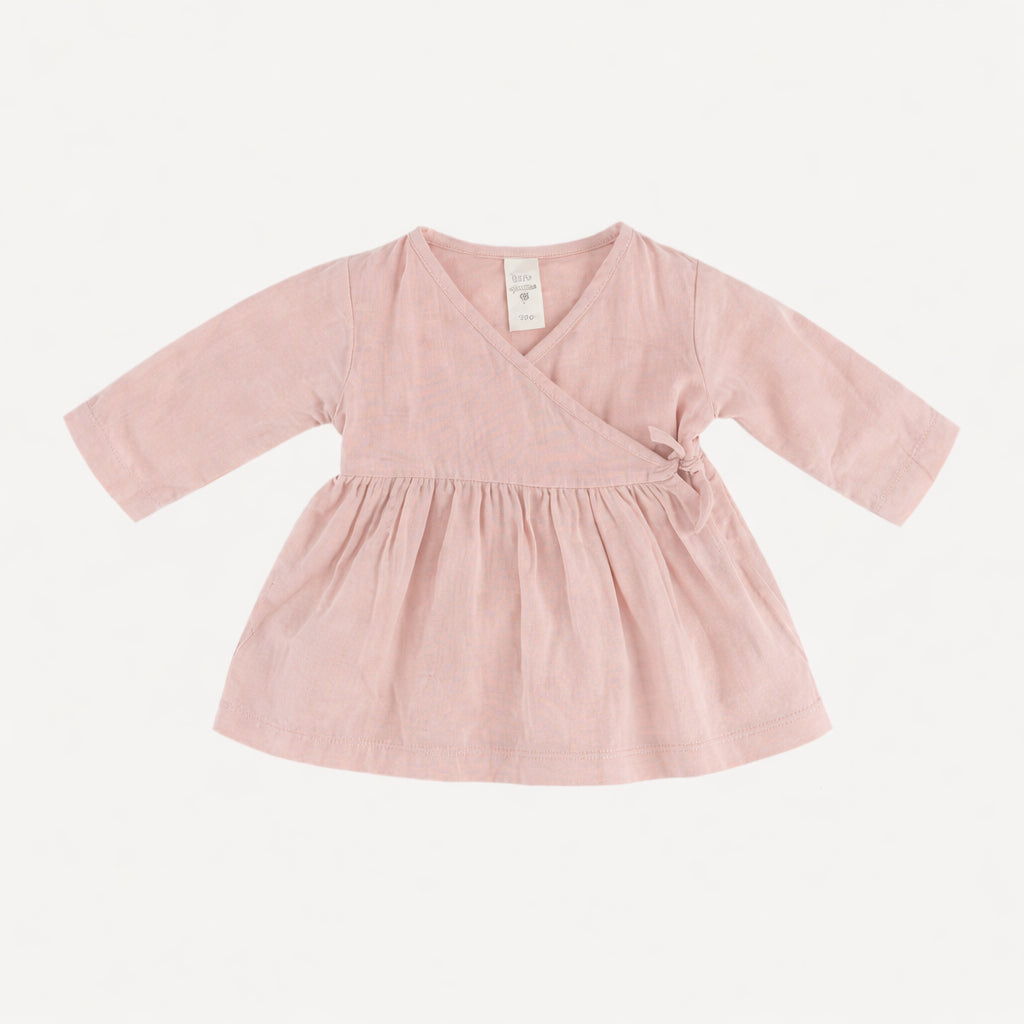 long sleeve wrap top | rose smoke | organic cotton gauze