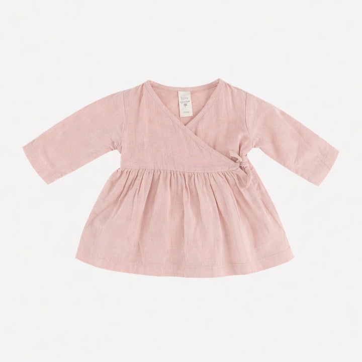 long sleeve wrap top | rose smoke | organic cotton gauze