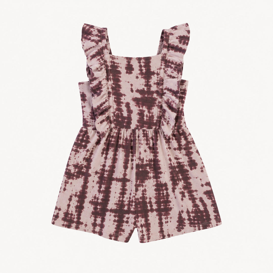 PREORDER pinafore ruffle romper | tanzanite shibori | modal