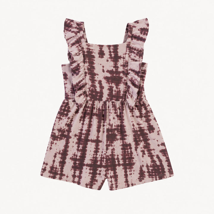 PREORDER pinafore ruffle romper | tanzanite shibori | modal