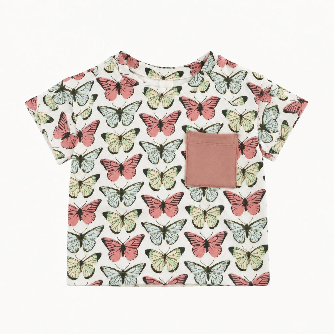 PREORDER short sleeve relaxed classic pocket tee | butterflies | modal