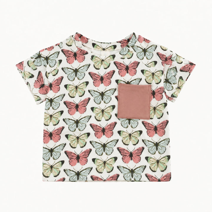 PREORDER short sleeve relaxed classic pocket tee | butterflies | modal