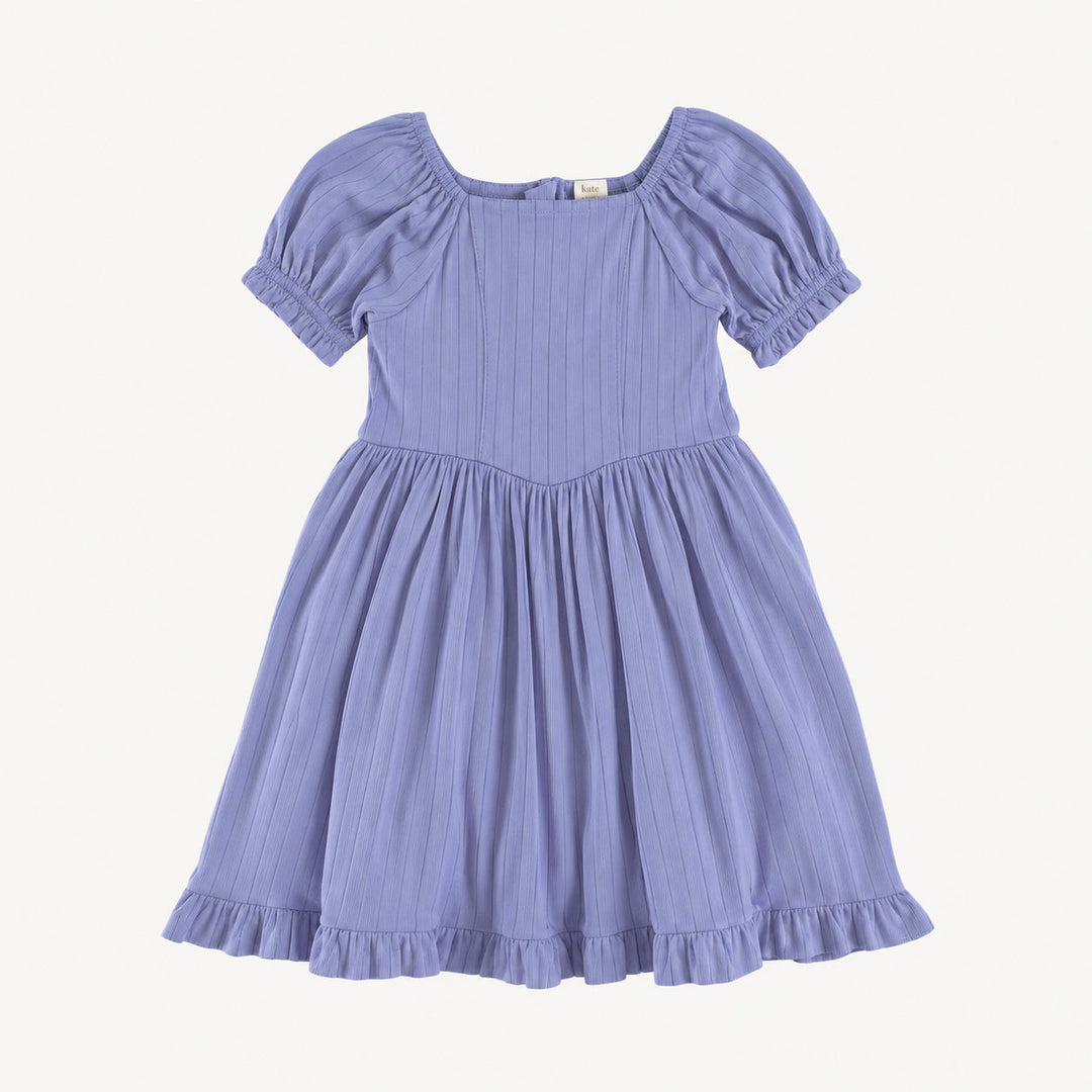 PREORDER short sleeve puff sleeve v waist princess dress | hydrangea | woods rib