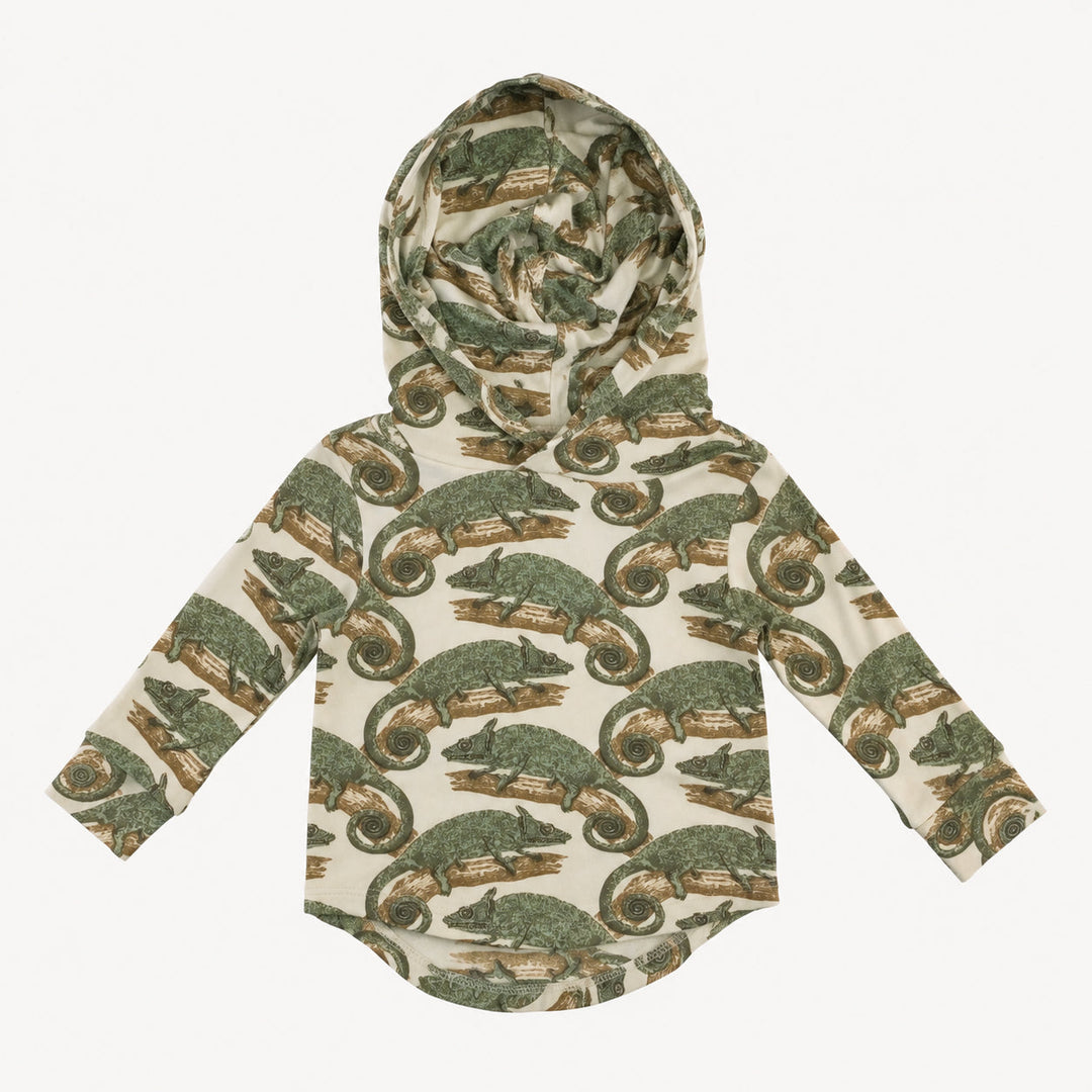 PREORDER long sleeve shirt tail hem hoodie | chameleon | modal
