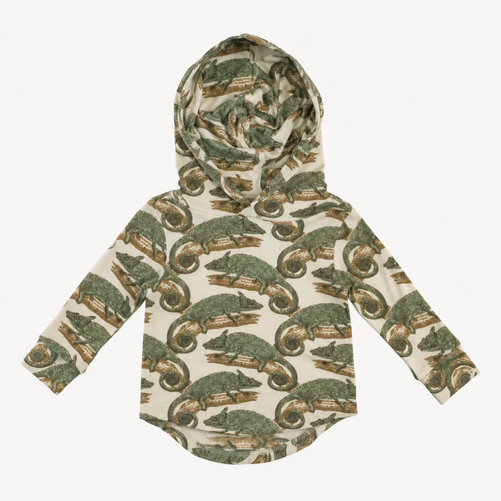 PREORDER long sleeve shirt tail hem hoodie | chameleon | modal