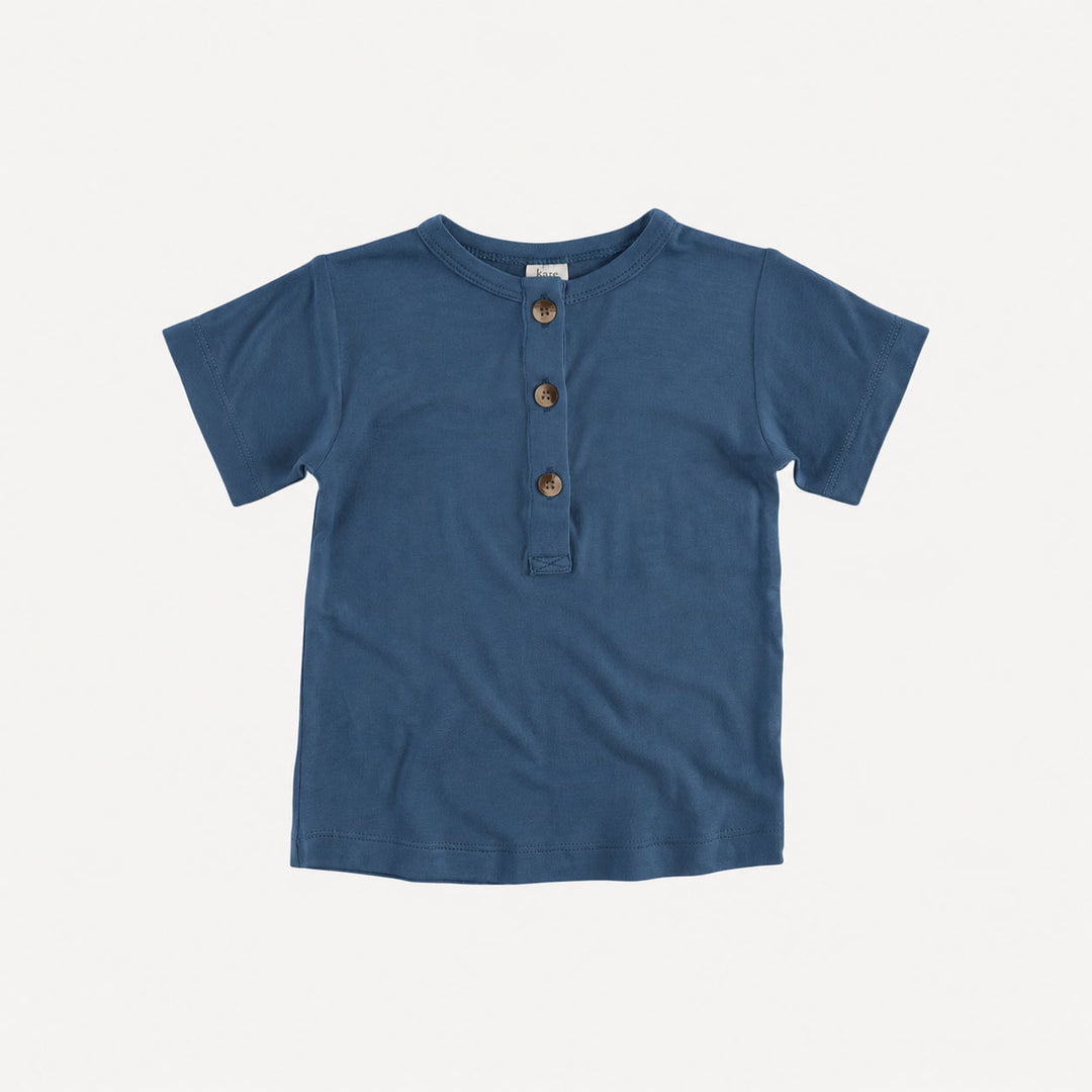 PREORDER short sleeve basic henley tee | opal | organic cotton interlock