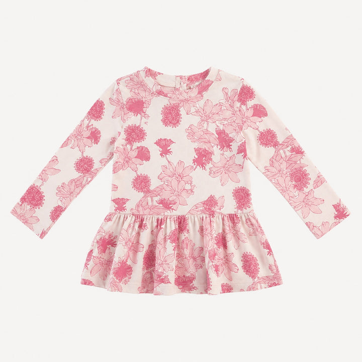 PREORDER long sleeve kate top | pink retro floral | organic cotton interlock