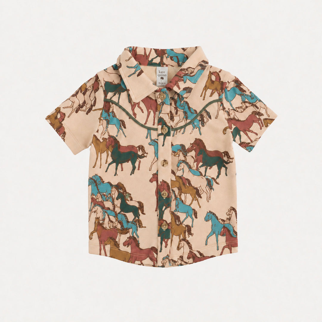 PREORDER short sleeve urban cowboy shirt | horse party | organic cotton interlock
