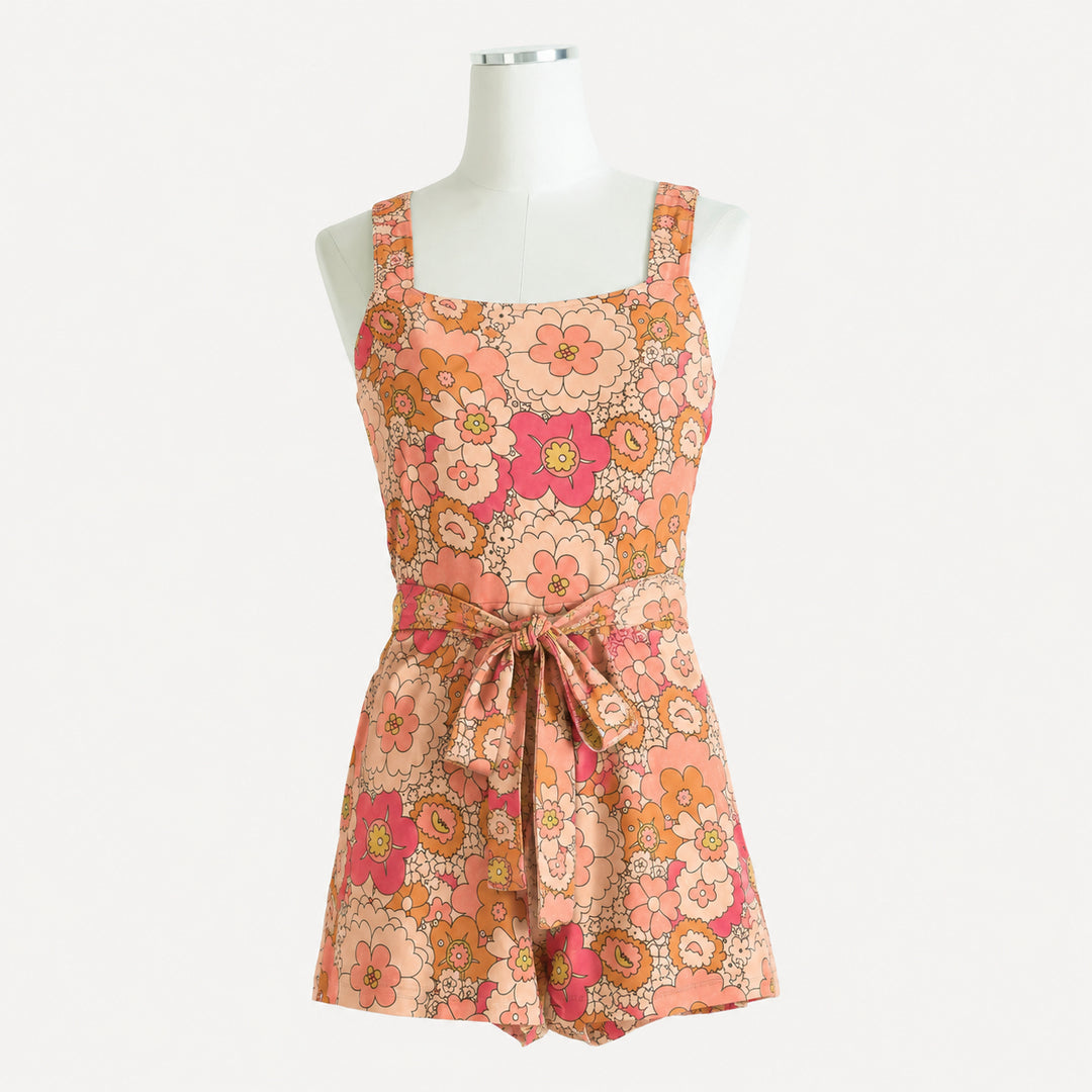 PREORDER womens retro tie romper | mod 60s burst | bamboo