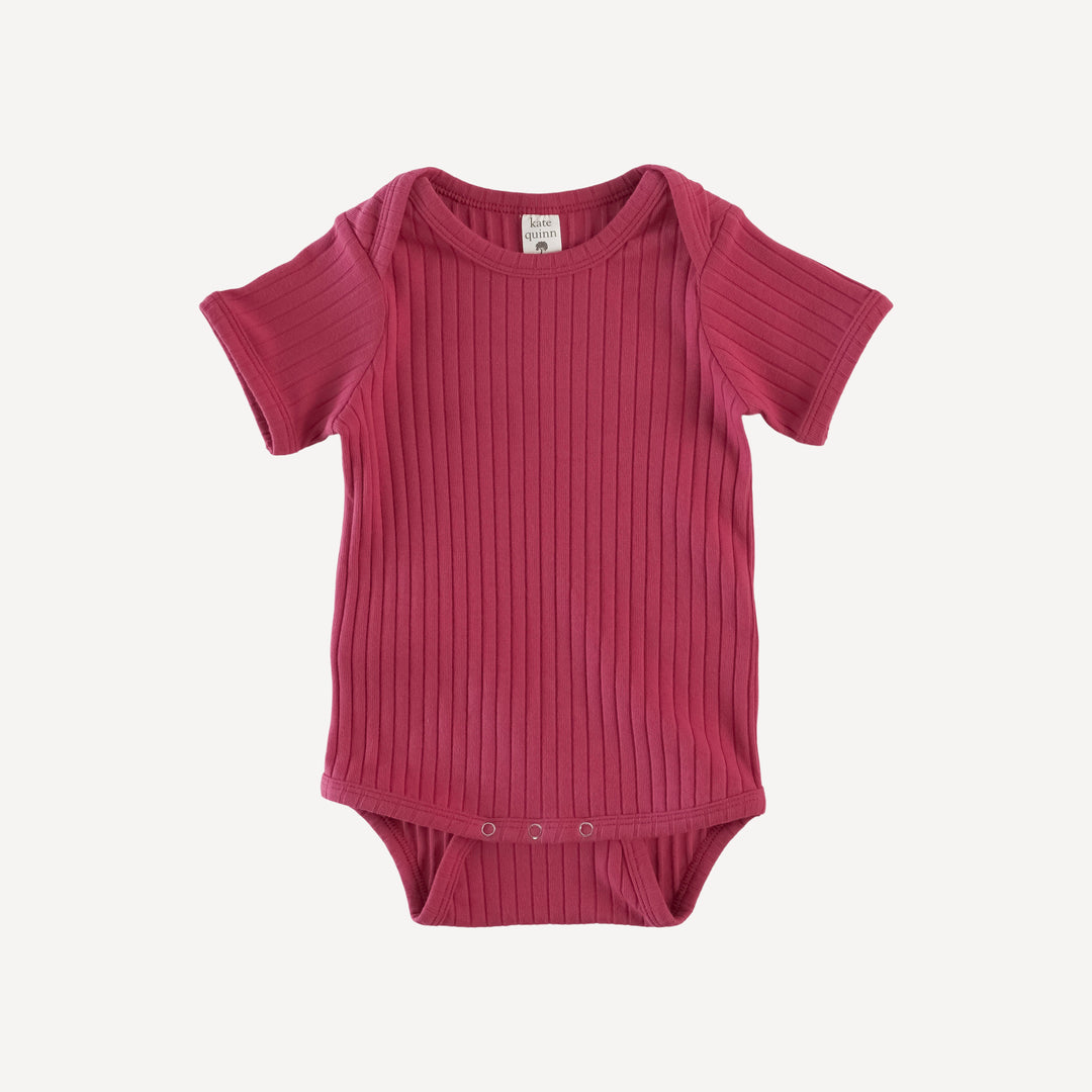 short sleeve lap neck bodysuit | american beauty | organic cotton wide rib