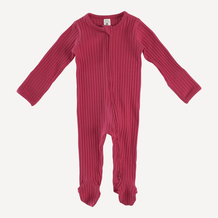 long sleeve zipper footie | american beauty | organic cotton wide rib