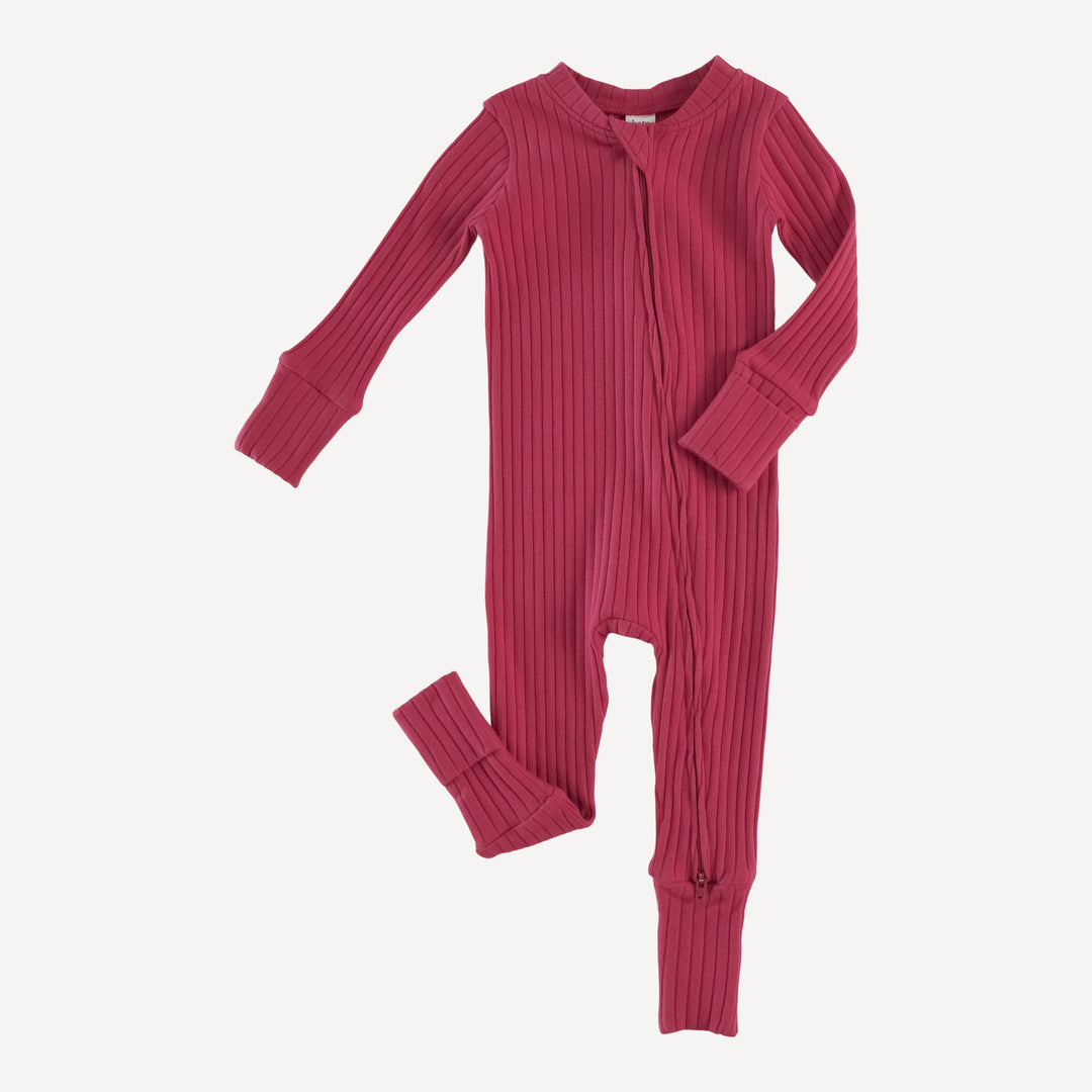 long sleeve convertible zippy pj | american beauty | organic cotton wide rib