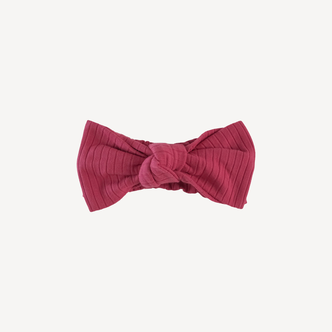 large bow elastic headband | american beauty | organic cotton wide rib