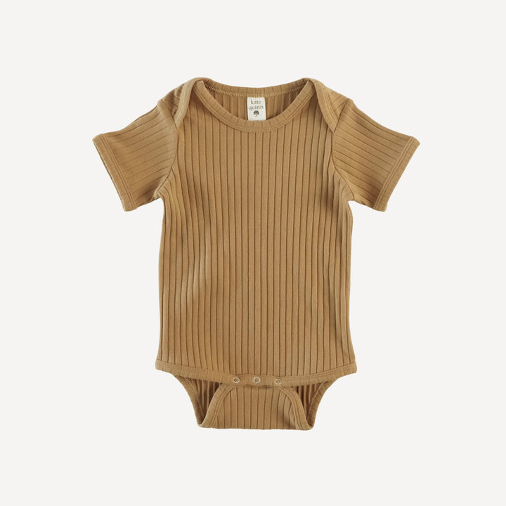 short sleeve lap neck bodysuit | apple cinnamon | organic cotton wide rib