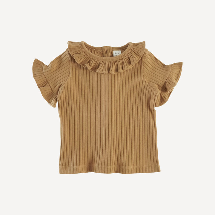 short sleeve ruffle collar boxy top | apple cinnamon | organic cotton wide rib