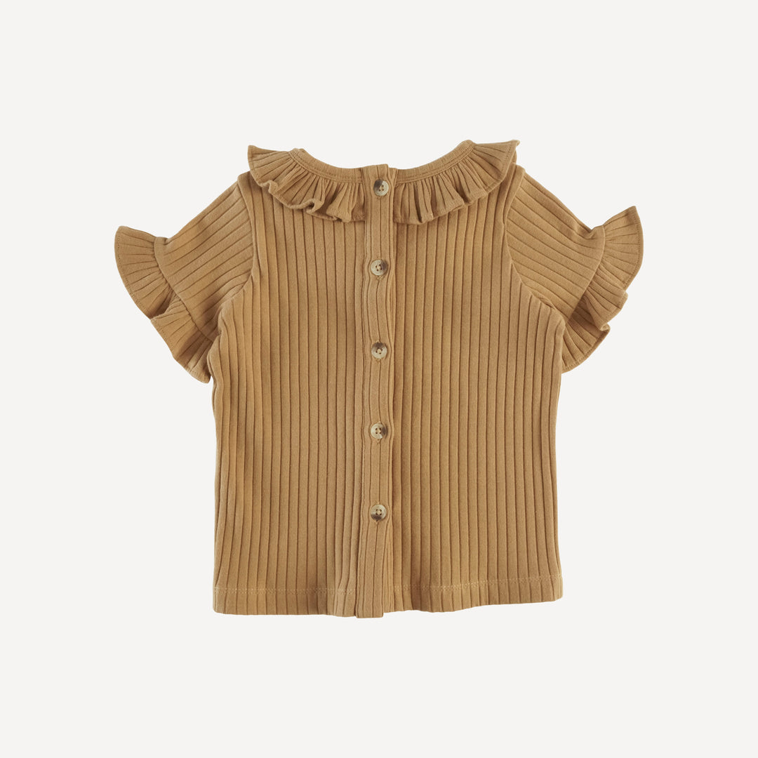 short sleeve ruffle collar boxy top | apple cinnamon | organic cotton wide rib